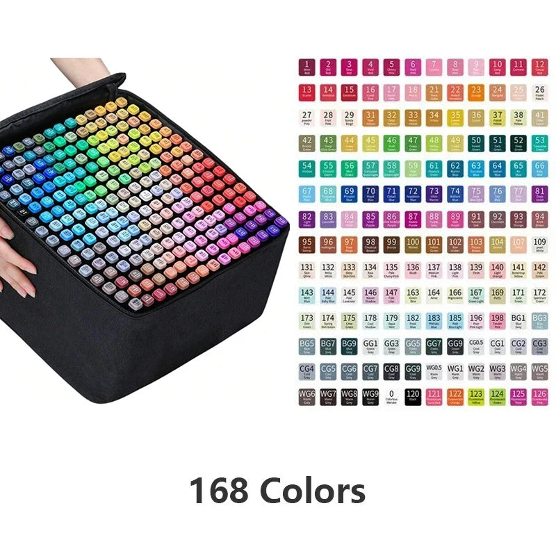 Ensemble de marqueurs à double pointe – 24 à 168 couleurs