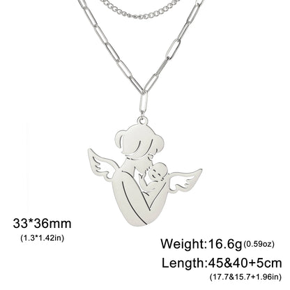 Collier Ange Maman & Bébé | Acier Inoxydable Tendance 2026