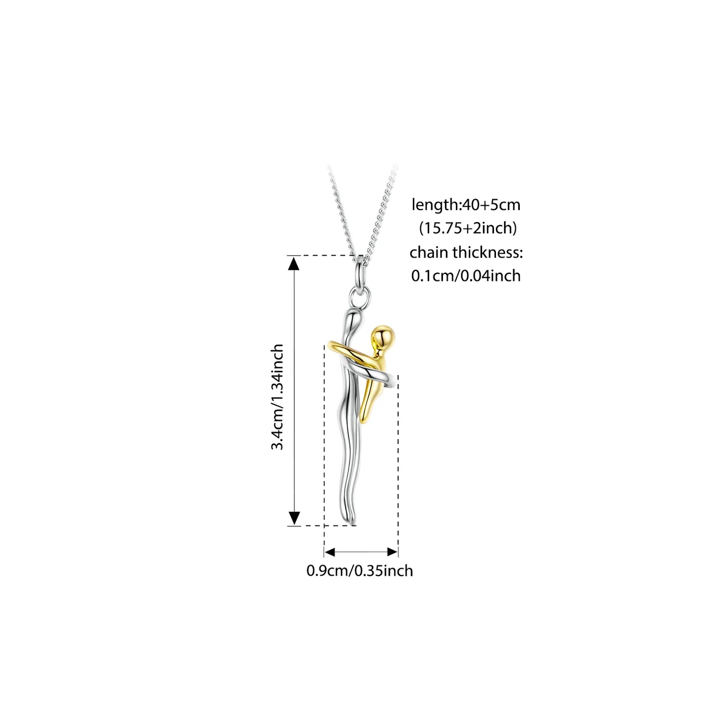 Collier Argent Sterling | Pendentif Maman & Enfant Deux Tons