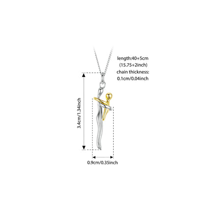 Collier Argent Sterling | Pendentif Maman & Enfant Deux Tons