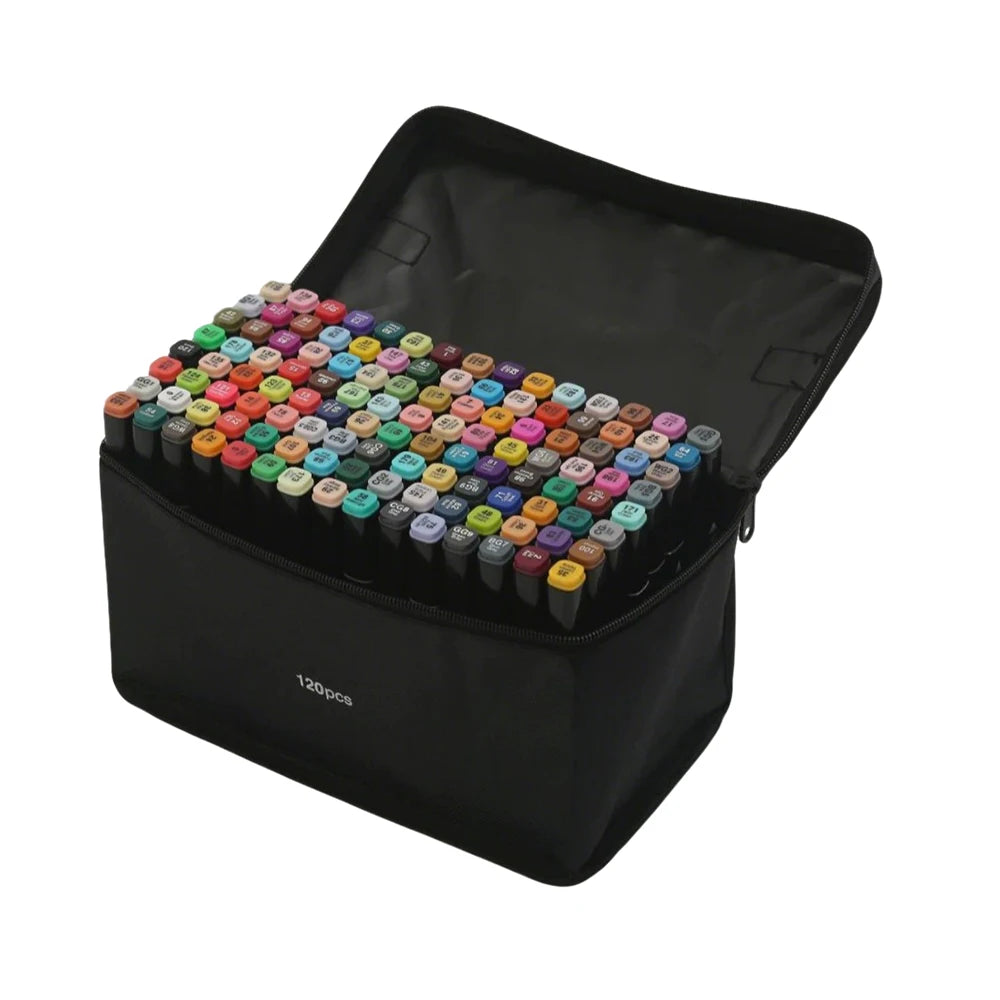 Ensemble de marqueurs à double pointe – 24 à 168 couleurs