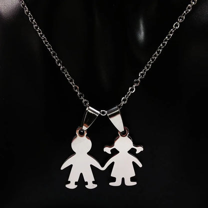 Boys & Girls Family Necklace | Stainless Steel Mom Pendant