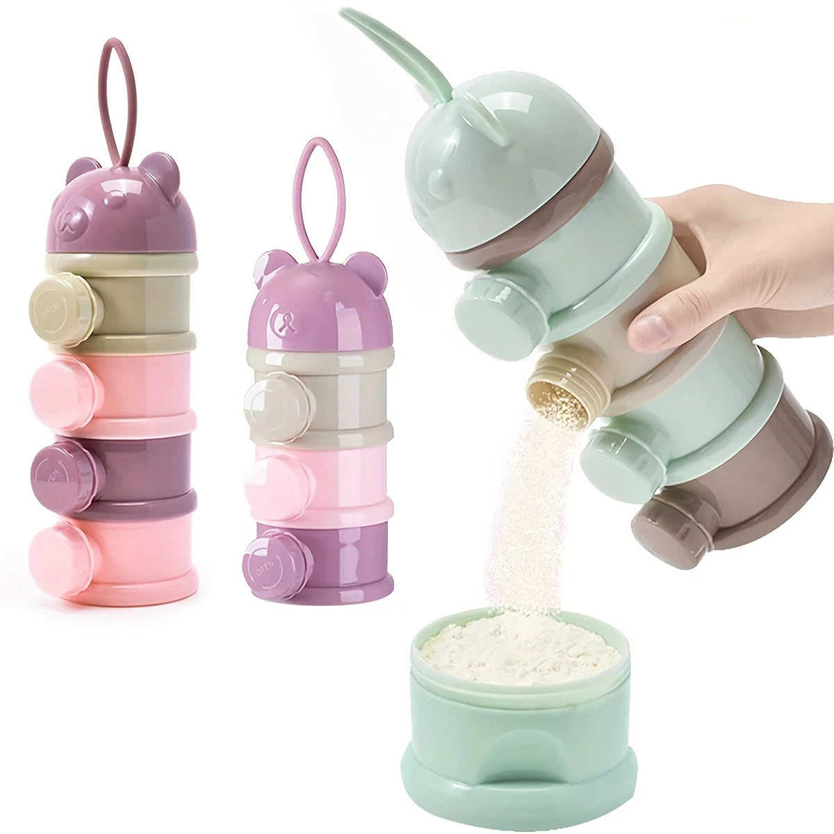 Large capacity powdered milk container – Stackable food storage box with strap