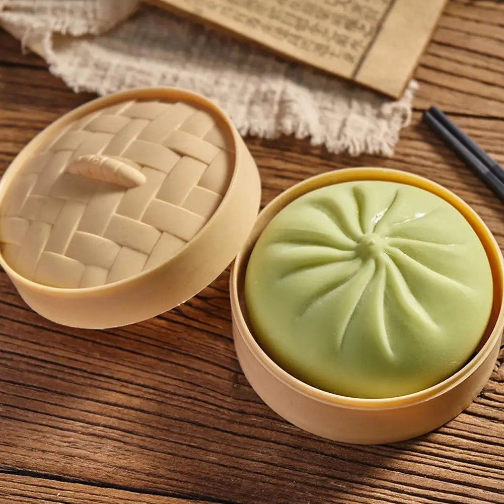 Squishy Bao Anti‑Stress avec Panier Vapeur
