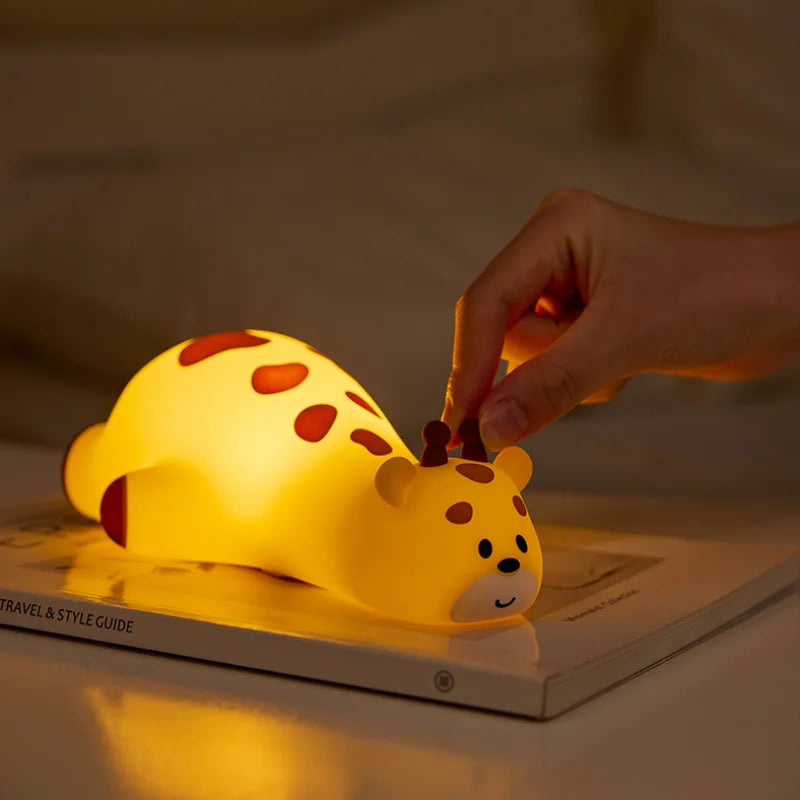 Veilleuse animaux en silicone – Girafe, Panda, Paresseux, Canard & Lapin