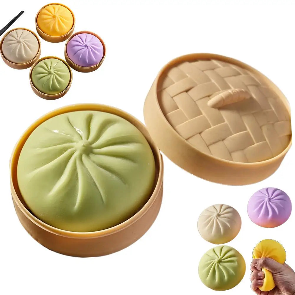 Squishy Bao Anti‑Stress avec Panier Vapeur