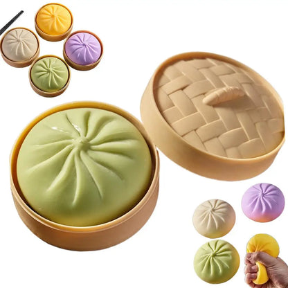 Squishy Bao Anti‑Stress avec Panier Vapeur