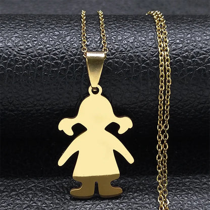 Boys & Girls Family Necklace | Stainless Steel Mom Pendant