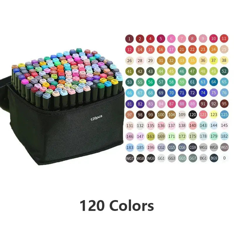 Ensemble de marqueurs à double pointe – 24 à 168 couleurs