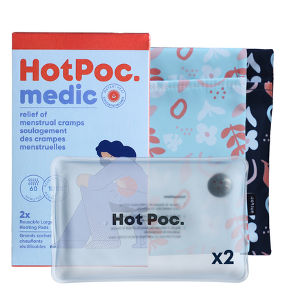 Menstrual cramp relief by heat - 2 large reusable Hot Poc medic heating pads
