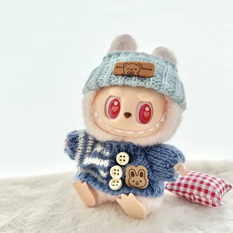 Pour 17CM Labubu bébé vêtements mignon haut pull tenue poupée aise pull automne hiver pour labubu tissu 26 Pour 17CM Labubu bébé vêtements mignon haut pull tenue poupée aise pull automne hiver pour labubu tissu 26