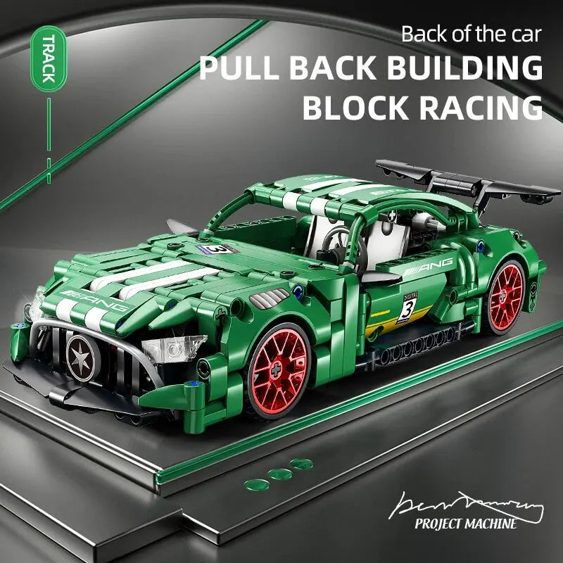 Voiture de course en bloc verte