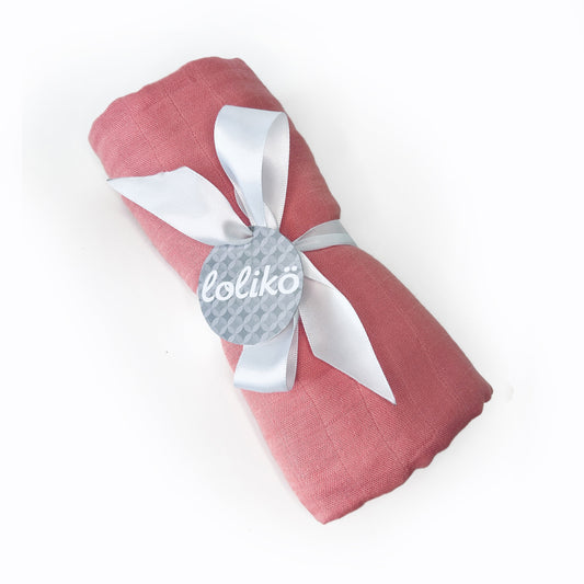 Mousseline en bambou pour bébé framboise