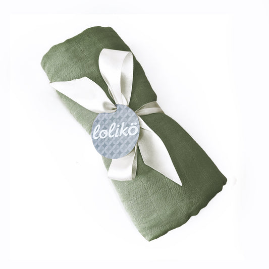 Mousseline en bambou pour bébé kaki