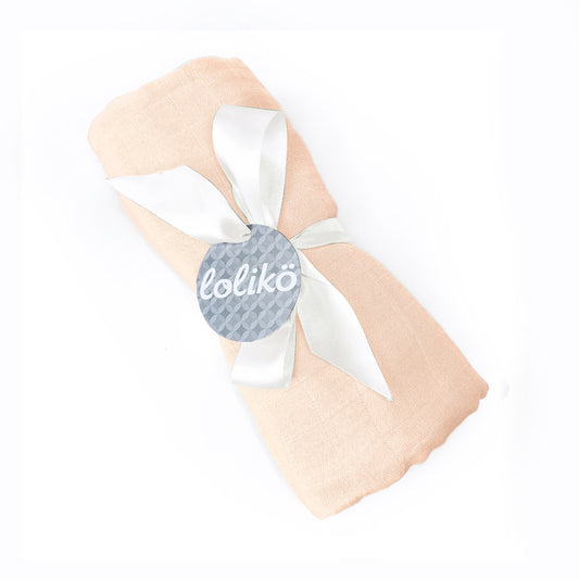 Mousseline en bambou pour bébé pêche