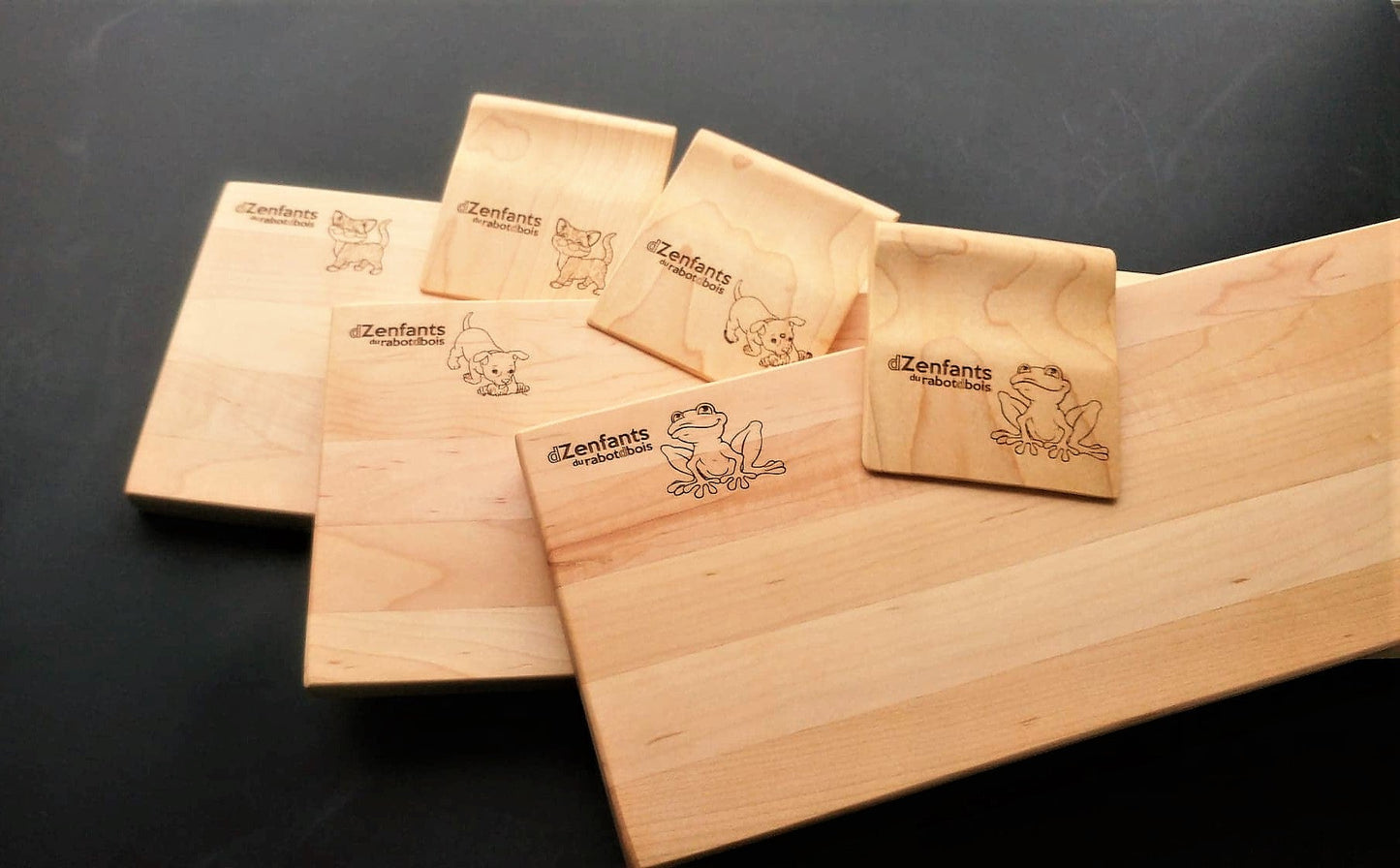 Children's wooden knife and cutting board set