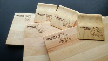 Children's wooden knife and cutting board set
