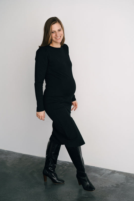 Alba - Robe de maternité Noire - Coton