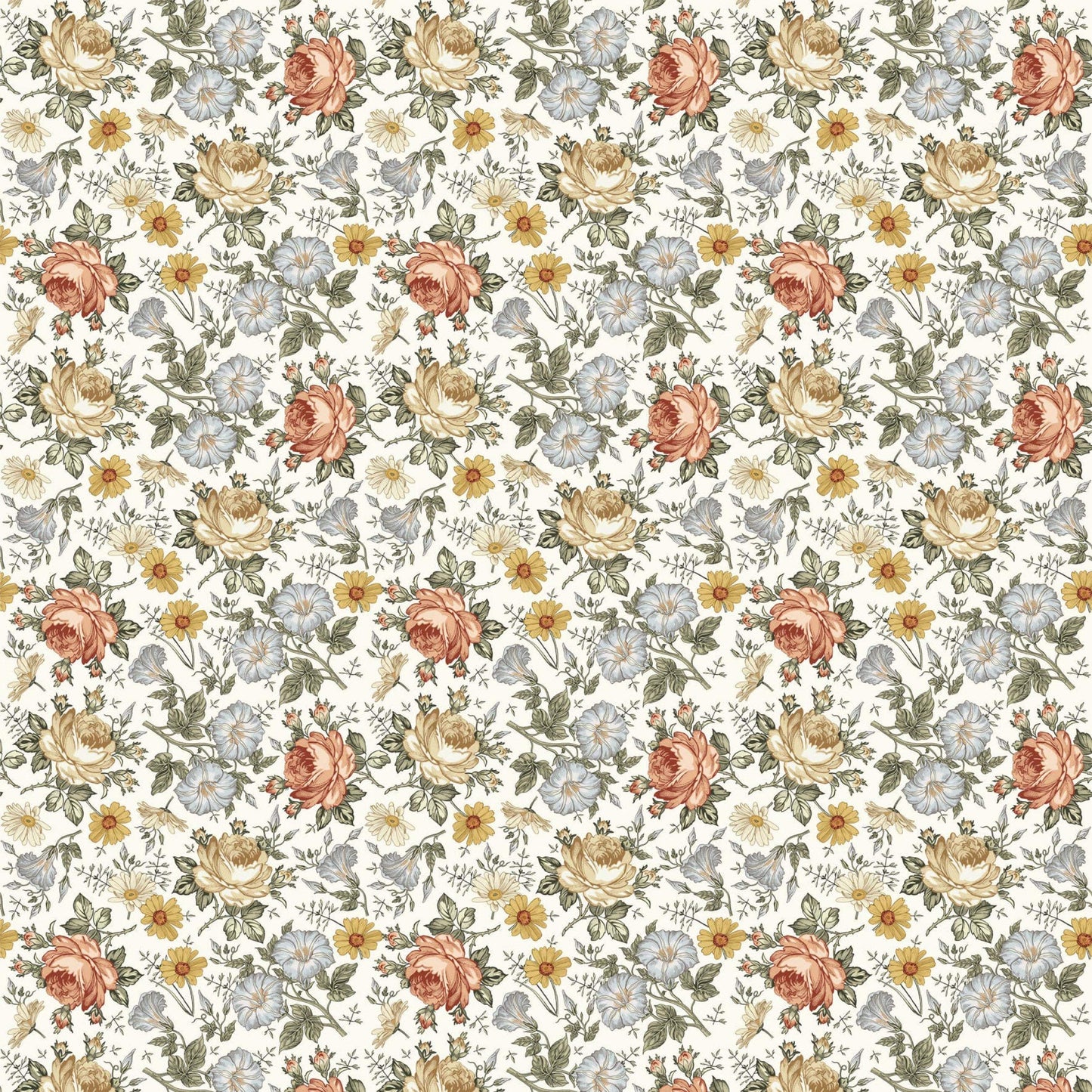 Mousseline Création Jade - bambou & coton - Fleurs vintages ( Dernière Chance)