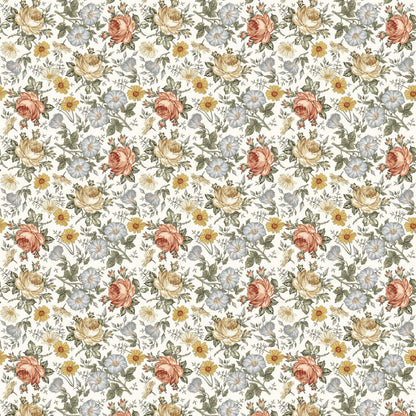 Mousseline Création Jade - bambou & coton - Fleurs vintages ( Dernière Chance)