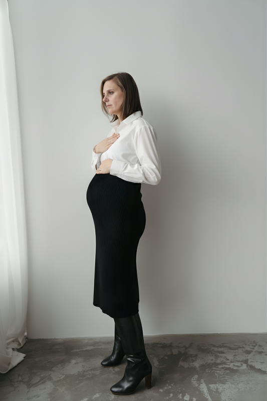 Charlotte - Jupe de maternité noire - Coton Bio