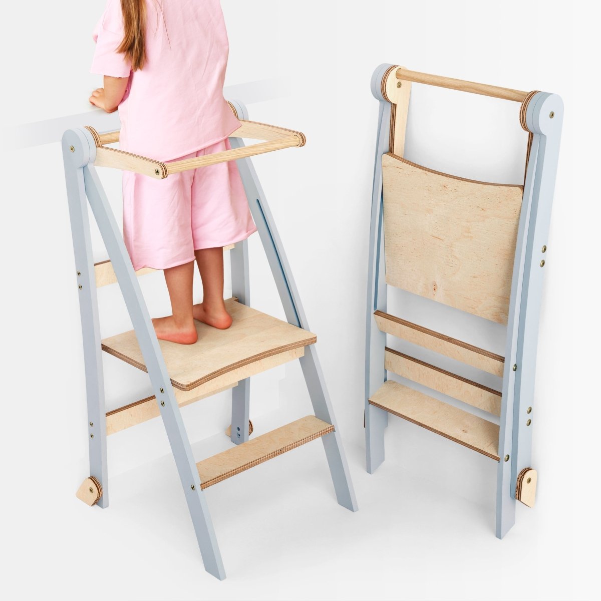 Marchepied pour tout-petits - Toddler Tower: Foldable Step Stool for Toddlers - Gray