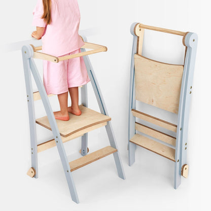 Marchepied pour tout-petits - Toddler Tower: Foldable Step Stool for Toddlers - Gray