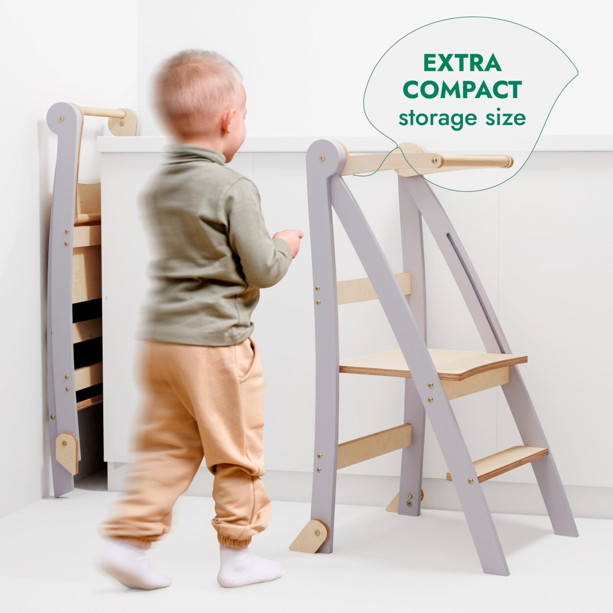 Marchepied pour tout-petits - Toddler Tower: Foldable Step Stool for Toddlers - Gray