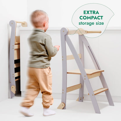 Marchepied pour tout-petits - Toddler Tower: Foldable Step Stool for Toddlers - Gray