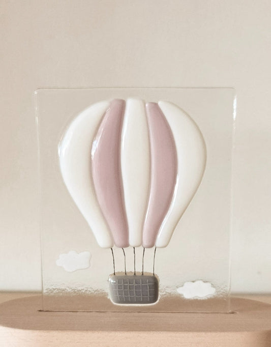 Plaque de Verre Interchangeable – Modèle Montgolfière Rose - Veille sur toi