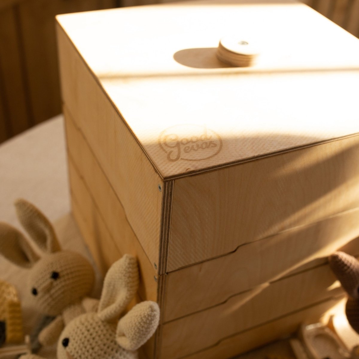 Rangement/tri en bois pour blocs de construction